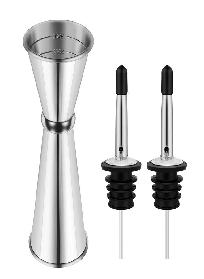 SMLBJUTE 1 Pcs Jigger for Bartending with 2 Pourers, 2 OZ 1 OZ, Stainless Steel Cocktail Jigger Japanese Bar jigger Bartender Tool Accessories - Image 1
